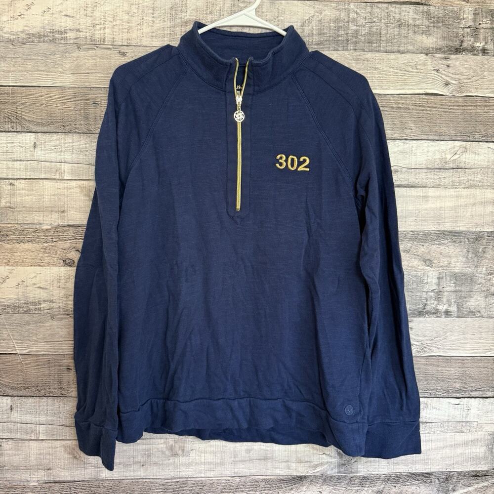 Lilly Pulitzer LUXLETIC Navy Gold 302 - 1/4 Zip Pullover Golf Tennis Medium